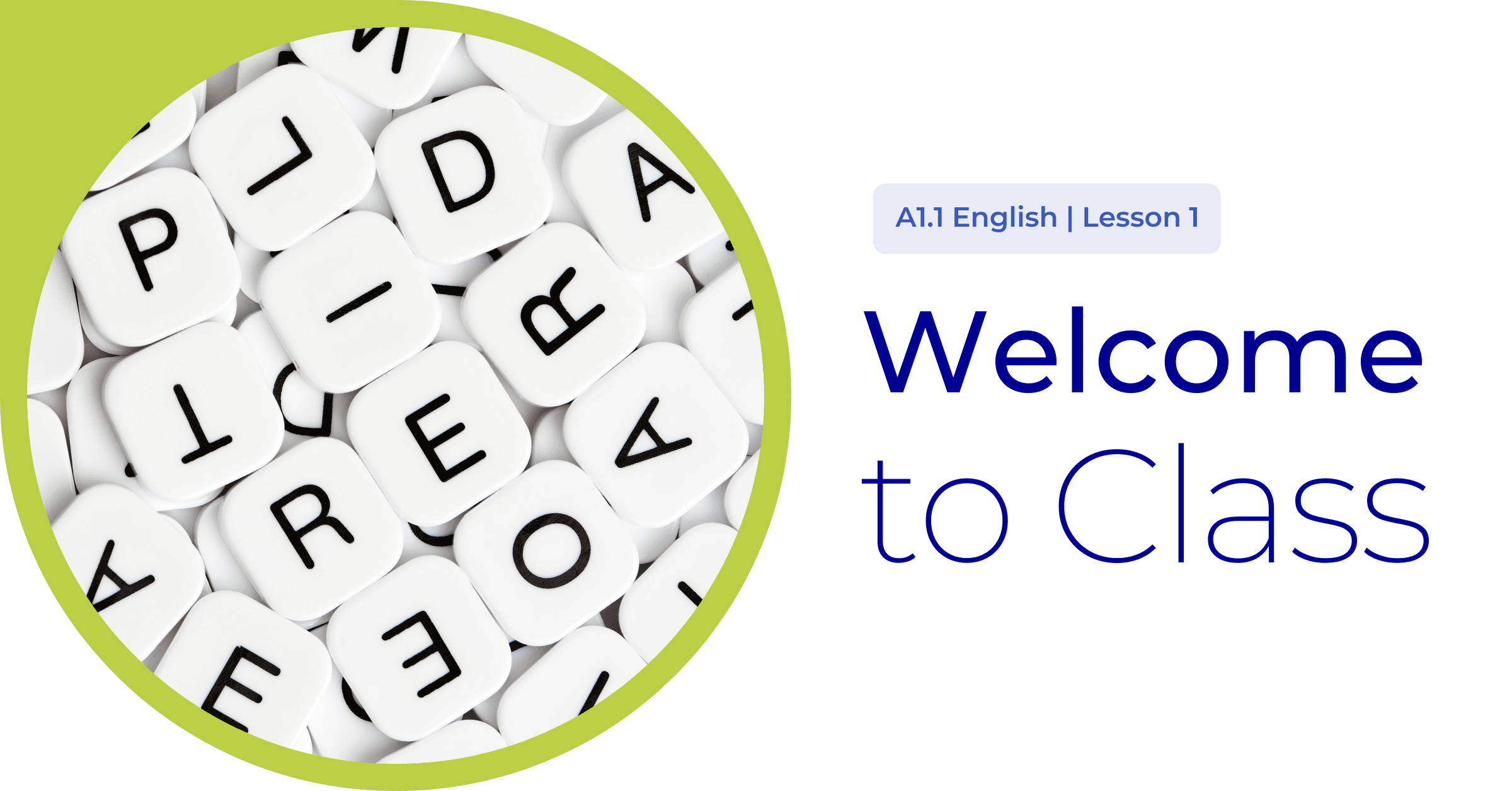 a1 beginner English lesson 1 welcome to class banner