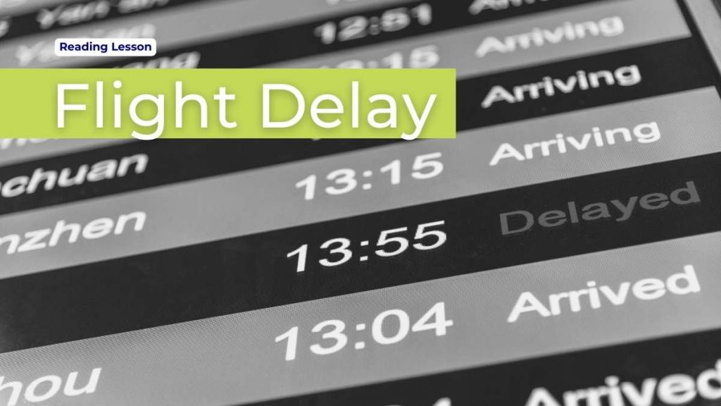 Learn English online - Flight Delay reading lesson cover