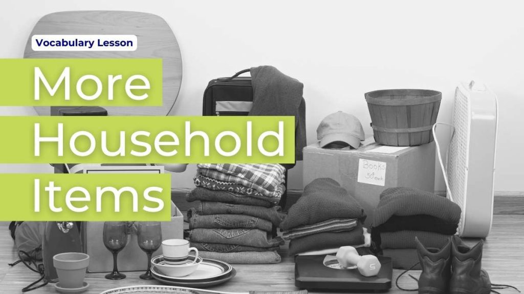 Learn English online - more household items lesson cover