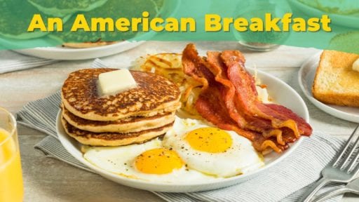 American breakfast vocabulary, american breakfast menu with pictures, breakfast food in english