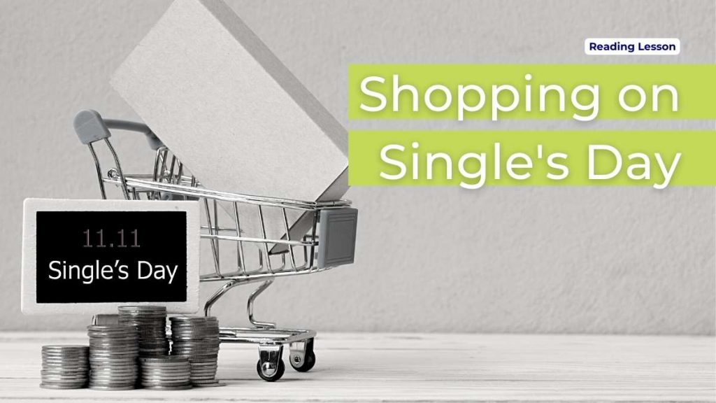 shopping singles day reading lesson English banner